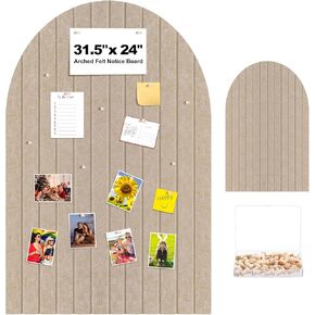 31.5 X24 Inch Large Arch Felt Bulletin Board with 50 Wooden Pushpins Decorative Picture Framed Display Board Felt Tile Wall Organizer for School Home Office Boho Wall Decor