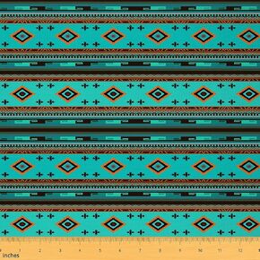 Feelyou Southwestern Upholstery Fabric for Chairs 1 Yard Geometric Fabric by The Yard for Kids Tribal Decorative Waterproof Outdoor Fabric Teens Decor Native American Design Red Green Outdoor Fabric