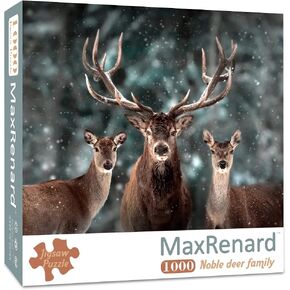 Maxrenard Game 1000 قطعة لغز Jigsaw للحيوانات البالغة لعبة الغزلان النبيلة
