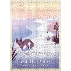 MyPuzzle White Sands National Park: Kit Fox ، Pintage Poster - Premium 500 Piece Jigsaw Puzzle للبالغين