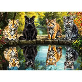 Jigsaw Puzzles for Adults 1000 Piece Puzzle for Adults 1000 Pieces Puzzle 1000 Pieces-Tiger and Cat