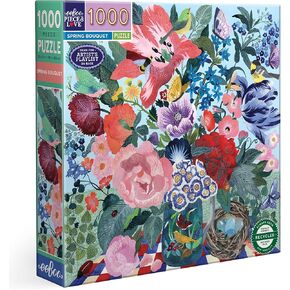 قطعة وحب EEEBOO: باقة الربيع - أحجية 1000 قطعة - بانوراما مربعة للبالغين ، 23 × 23 ، تتضمن إدراج مرجعي للصورة ، قطع لامعة