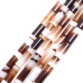 GEM-inSide 8x12mm Coffe Coffe Brown Botswana Onyx Agate Stone شبه الأنبوب الأنبوب الأنبوب الأنبوبية للخرز لمجوهرات صنع DIY المصنوعة يدوياً لوازم الحرف اليدوية 15 "