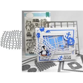 Fishing Net Metal Dies Cutting Die Cuts, Fishing Net Cutting Dies Embossing Stencils DIY Crafts Cards Cutting Dies Cuts for DIY Embossing Card Making Photo Decorative Paper Dies Scrapbooking
