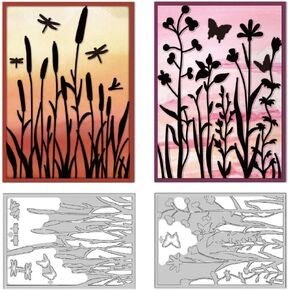 Insects Wildflowers Frame Die Cuts Carbon Steel Die Cuts Cutting Dies Plants Frame Stencils Scrapbooking Weeds Embossing Template Dies for Birthday Card Making Party Greeting Photo Album