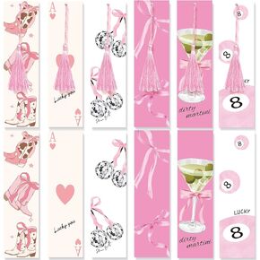 12PCS Coquette إشارات مرجعية ، مرجعية وردية جمالية ، هدايا عشاق الكتب الجميلة للنساء الفتيات ، إكسسوارات الكتب لمحبي القراءة