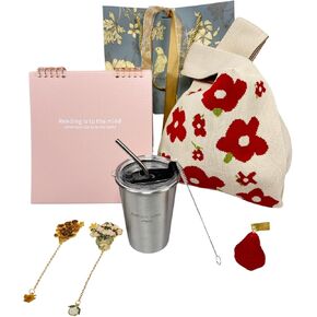 9 Pcs Book Lover Gifts- Stainless Steel Water Cup Tote Bag Notebook Bookmarks etc Suitable Gifts for book lover women Book Clubs Library Lover Bookworms Book Gift Mothers Day (Yellow)