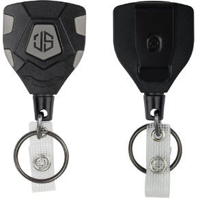 Heavy Duty Retractable Keychain with Belt Buckle, Retractable Badge Reel with Key Ring and Steel Cord, Retractable Badge Reel, 2-Pack