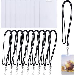 Framendino, 10 Pack Sublimation Work Card Blank MDF ID with Badge Holders for Office Supplies