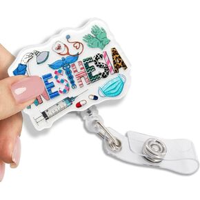Anesthesia Retractable Glitter Badge Reel with Clip, Funny Badge Holder for Anesthesia Tech Surgical Tech First Responder, Thank You Birthday Anesthesiology Gifts for Nurse Anesthetist