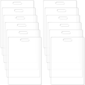 SUPERFINDINGS 12Pcs Acrylic Badge Holders Clear ID Card Holders Acrylic Badge Buddy Vertical ID Badge Holders Badge Buddy Blanks for Teacher Nurse Office 5x2.9inch