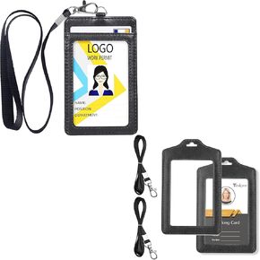 حامل شارة Teskyer مع Lanyard & Teskyer 2 Pack من حامل شارة صافٍ مزدوج الوجهين مع الحبل