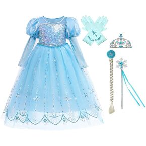 Fmyfwy Girls Frozen Elsa Princess Fancy Dress Up Attis Halloween Assume Christmas Birthday Party Tulle Tulle مع إكسسوارات