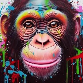 Bimkole 5D Diamond Painting Cute Monkey, Full Drill Animal Art Oil Painting DIY Rhinestone Embroidery Set Paint with Diamonds Art by Number Kits Cross Stitch Home Wall Craft Decoration (12x12inch)
