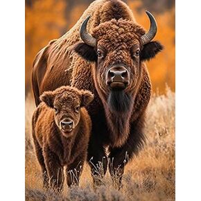 Hmdiimge Buffalo Cattle 5D Adult Diamond Art ، DIY Diamond Art Painting Kits for Home Decor Canvas 12x16 Inch