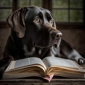 STOJAN Diamond Painting Kits Labrador Reading A Book, Diamond Painting Digital Painting Art 5D Round Diamond Adult Children DIY, Suitable for Room Decor Study Room Decor Or Gift-8X12Inch
