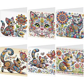 Jishshay 6 PCS Art Diamond Art Cards Diamond Painting Cards Tensing Cards Painting Cards Birthday Cards Diamond Art Birthred