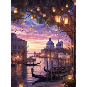 DIY 5D Diamond Paint Landscape Miamond Art Kits للبالغين ، ومجموعات الطلاء في البندقية الماس للبالغين ، وماس الحفر الكامل ، والرسم الفني للماس ، وهدايا ديكور المنزل 12x16inch/30x40cm