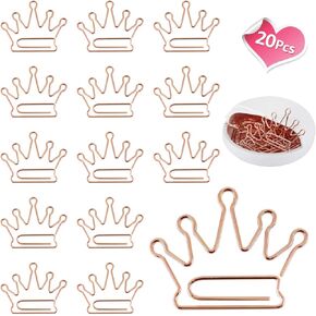 Crown Shape Paper Clips - مقاطع الورق اللطيفة - مرجعية مضحكة مقاطع علامات للمكتب دعوة حفل زفاف مدرسة ديكور فالنتين - مخطط الورق (20 قطعة) (التاج)