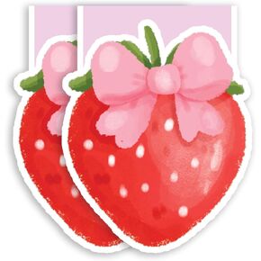 (2Pcs) Coquette Strawberry Magnetic Bookmark Book Page Markers Gift for Reading Lover Nerd Book Addict Bookish Bookworm Reader Student Teacher Office Stationery - Size 2.8"x2.3" When Folded