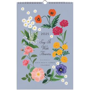 RIFLE PAPER CO. Wall Calendar, Dated for the Months of January - December 2025, Monthly Illustrations, Art Planner for Birthdays and Celebrations, Yearly Agenda (17"L x 11"W), Say It With Flowers