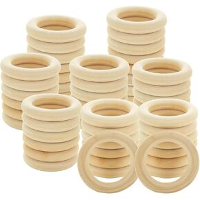 100 Pack Wooden Rings for Crafting 55mm/2.2inch Wood Rings Natural Wood Macrame Craft Rings for Macrame Pendant Connectors, Jewelry Making, Decor DIY Craft