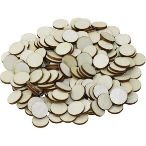 Shapenty Unfinished Wooden Round Confetti Blank Wood Slices Circles Discs DIY Craft Cutout Pieces for Wedding Table Scatter Decor Valentine Christmas Ornaments Party Embellishment, 200PCS (10mm)