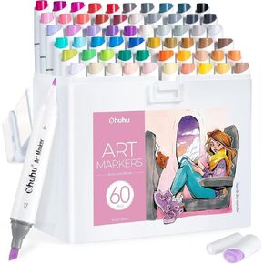 علامات الكحول Ohuhu Slim Broad Relds & Fine Dual Tips Kaala Series لرسم التلوين و Aohuhu Mix Media Pad Padbook للرسم