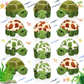 Skylety 12 Pieces Mini Turtle Stuffed Toy Soft Sea Animal Small Plush Toys Turtle Cute Stuffed Animal for Adults Birthday Party Decor Beach Ocean Supplies