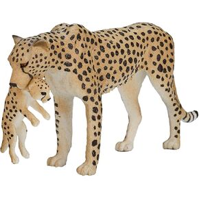 Mojo Cheetah (أنثى) مع تمثال واقعية للحياة البرية ذات الحياة البرية واقعية مطلية باليد ، مختلطة (387167)