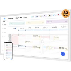 Smart Digital Calendar Chore Chart for Family Schedules - 32" Smart Touchscreen Interactive Display for To-Do List, Auto-Sync Google/iCloud/Outlook, Wall Mount -Streamline Household Organization