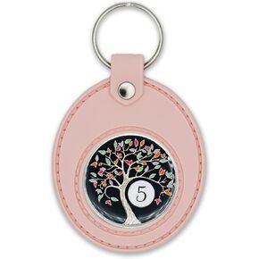 5 Year Tree of Life Sobriety Chip with Pink AA Coin Holder Keychain Bundle