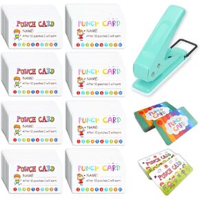 Zoyiancy 200 PCS Punch Cards ، وبطاقات سلوك الحوافز ، وبطاقات جوائز الولاء مع طقم لكمة محمولة ، ومكافأة لكمة البطاقات لمعلمي السلوك العائلي في الفصل الدراسي.
