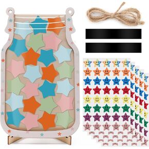 Magnetic Incentive Jar for Classroom Board Personalized Reward Stars Incentive Jar 200pcs Stickers Bulletin Board Chart Behavior Jar Classroom Management Tool Tokens Potty Training