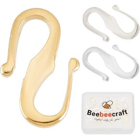 Beebeecraft 1 Box 30pcs Real 24K Gold Plated Brass S Hook Clasps 925 Sterling Silver Plated Mini S-Shaped Hook Connectors Wire Hanger Jewelry Findings for DIY Jewelry Necklace Bracelet Making