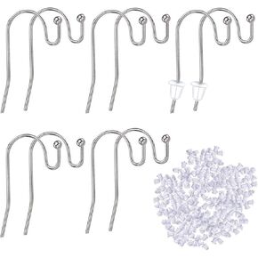 50pcs Rainbow Color Hypoallergenic Earring Hooks Stainless Steel French Ball Dot Earwires Hooks with 50pcs Clear Earring Backs Dangle Earring Findings for DIY Jewelry Making