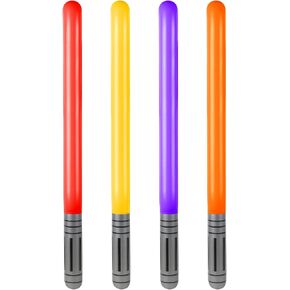 evermarket 4 PCS Lightsaber قابلة للنفخ ، تفجير Light Saber Sword Toys Party Bass Stockers Star Swords Toys for Wars Party Party Cosplay Party ، 4 Colors (Gold)