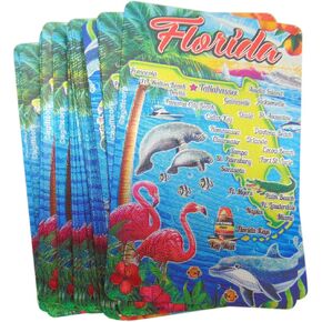 فلوريدا خريطة لعب الورق حزمة العطلة تذكار التذكارات مع Manatee Flamingo و Dolphin الصور