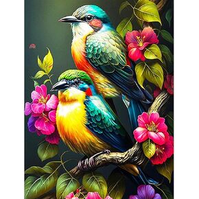 YIYUE Diamond Art Painting Kits for Beginners, Full Round Drill 5D Digital Painting Kit for Kids, Bird Paint for Adults, DIY Paint by Numbers for Relaxation and Home Wall Decor 12x16inch, No.8