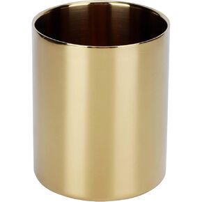 Gold Pen Pencil Holder, Pencil Cup Holder Desk Organizer Table Vases Flower Pot Stainless Steel Makeup Brush Holder For Office Home(Gold)