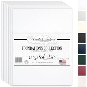 Cardstock Warehouse Foundations 100% Recycled White - 8.5 x 11" - 100 Lb. / 270 Gsm 100% Recycled Premium Cardstock Paper - 25 Sheets