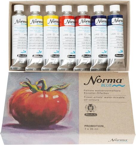 Schmincke - Norma® Blue, 71200097, Cardboard Set, 8 x 35 ml, Highly pigmented, lightfast, Finest Water-paintable Artists' Oil Colors, Vegan in Kuwait