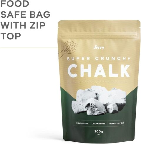 Super Crunchy Edible Chalk Chunks - ASMR PICA - Pure White - Earthy taste - Resealable bag - Natural Calcium - 7 oz (200 g) in Saudi Arabia
