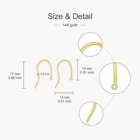 14K Real Gold Earring Hooks for Jewelry Making Fish Hooks 14K Yellow Gold Earring Findings for Earrings Jewelry Making(Style 6) in Kuwait