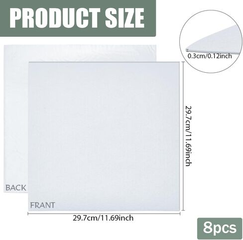 BENECREAT 8Pcs 12x12inches Felt Fabric Sheets for DIY Crafts, Squares Self Adhesive Felt Fabric 3mm/0.1Inches Thick, Stick Felt Fabric for Sewing Patchwork Material (White) in Saudi Arabia