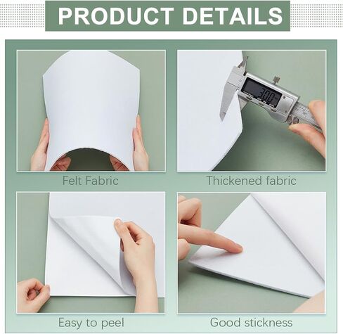 BENECREAT 8Pcs 12x12inches Felt Fabric Sheets for DIY Crafts, Squares Self Adhesive Felt Fabric 3mm/0.1Inches Thick, Stick Felt Fabric for Sewing Patchwork Material (White) in Saudi Arabia