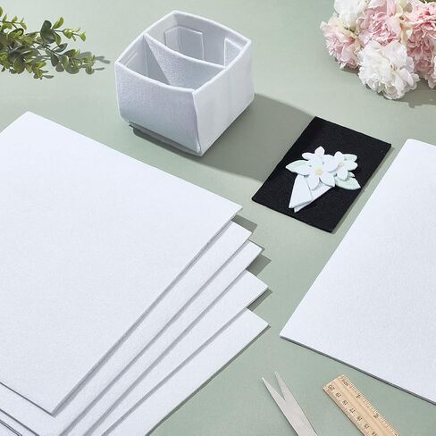 BENECREAT 8Pcs 12x12inches Felt Fabric Sheets for DIY Crafts, Squares Self Adhesive Felt Fabric 3mm/0.1Inches Thick, Stick Felt Fabric for Sewing Patchwork Material (White) in Saudi Arabia