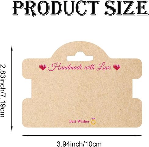 100 مجموعة تعبئة سوار لبطاقات عرض المجوهرات التجارية الصغيرة مع أكياس واضحة مصنوعة يدويا مع أقراط الحب توضح علامات لعلاقات الشعر ، قلادة ، شعر الشعر (1) in Kuwait