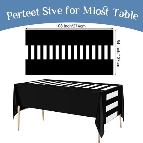 Oudain 3 Pcs Wizard Tablecloth 54 x 108 Inches Plastic Black Table Cover Red and Golden Stripe Tablecloth Disposable Magical Party Supplies for Halloween Witch Birthday Party Decoration in Kuwait