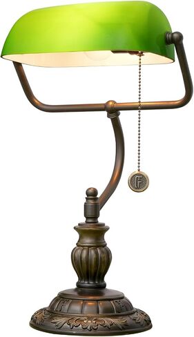 Tiffany Style Green Bankers مصباح المكتب مصابيح زجاجية ملون ورقة شجرة خمر غرفة نوم بدراسة السحب سلسلة القراءة مكتب الضوء in Saudi Arabia